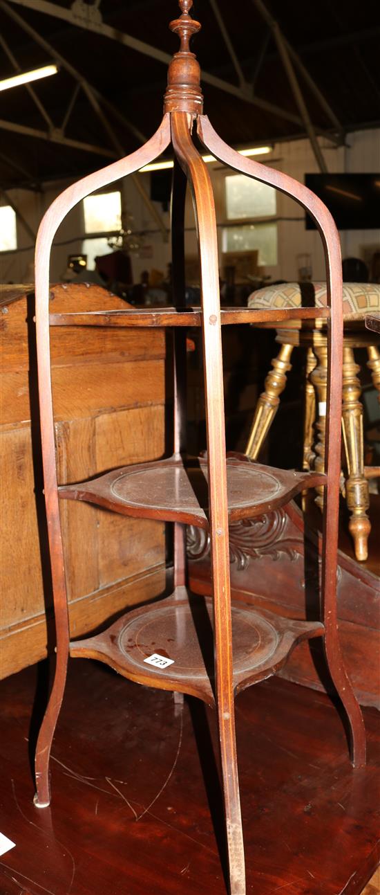 Inlaid mahogany cake stand